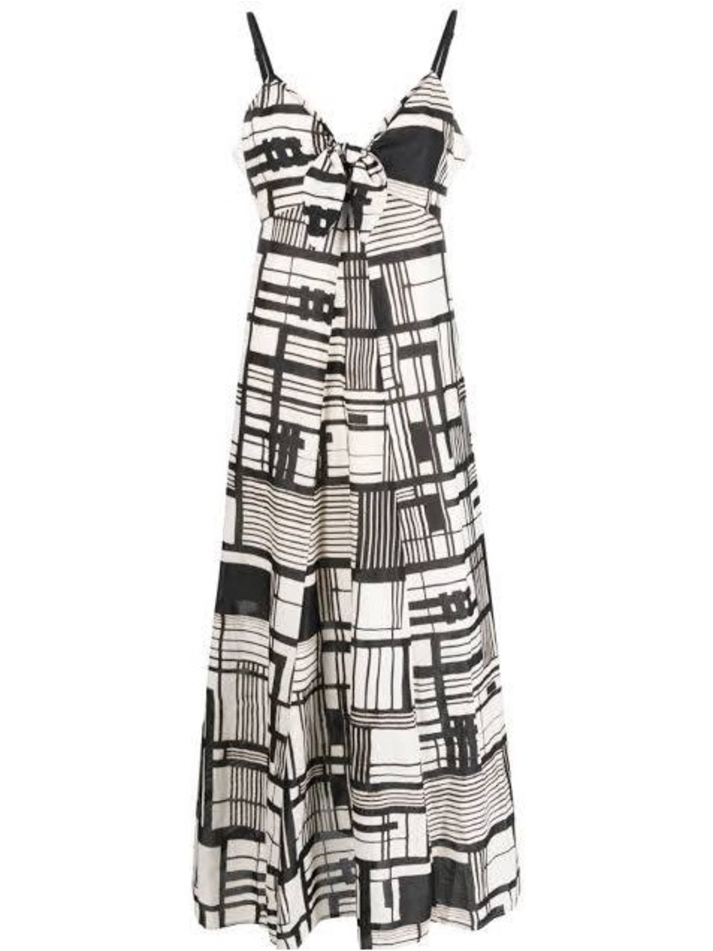 DKNY Black & White Geometric Maxi Dress S